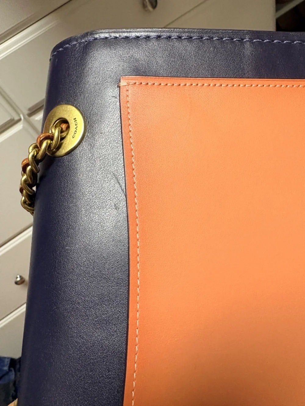 Coach Parker Shoulder Bag with Tea Rose Turnlock in Colorblock Signature Canvas